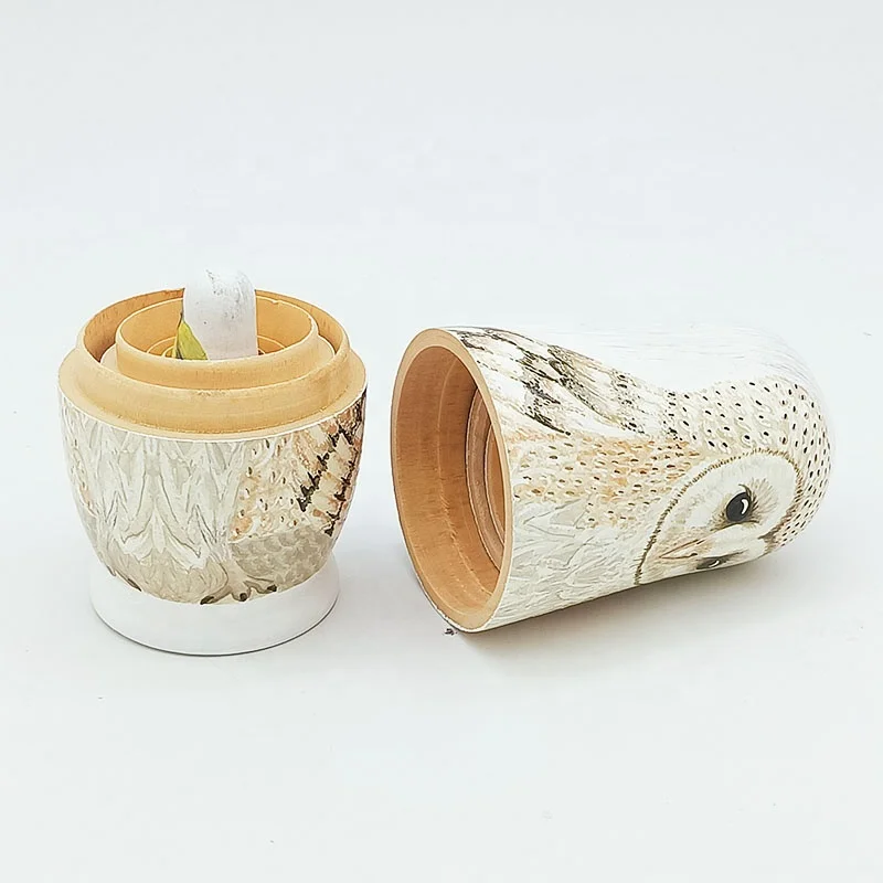 2022 Новый набор росписи яиц с совами Matryoshka Dolls ручной работы орнамент из дерева фигурки искусства игрушка в подарок на день рождения и Пасху для ребенка.