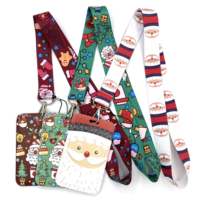 

Christmas Series Art Cartoon Anime Fashion Lanyards Bus ID Name Work Card Holder Accessories Decorations Kids Gifts