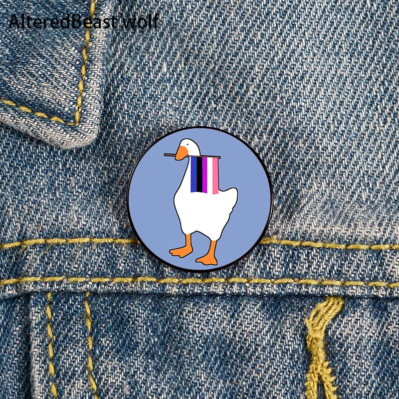 

Genderfluid Pride Flag Goose Game Pin Custom Brooches Shirt Lapel teacher Bag backpacks Badge gift brooches pins for women