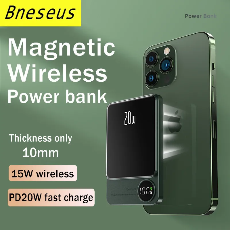 Magnetic Power Bank 10000mAh Macsafe Powerbank  Fast Wireless Charger For iphone 12 13 14Promax External Auxiliary Battery Pack