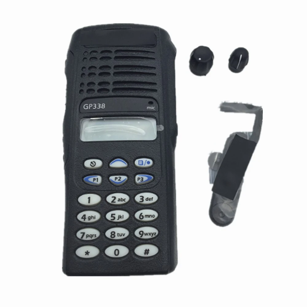 Black Housing Case Front Shell+Dust Cover+Knob +Keypad+Flex Cable Horn For Motorola GP338 Radio Walkie Talkie Accessories