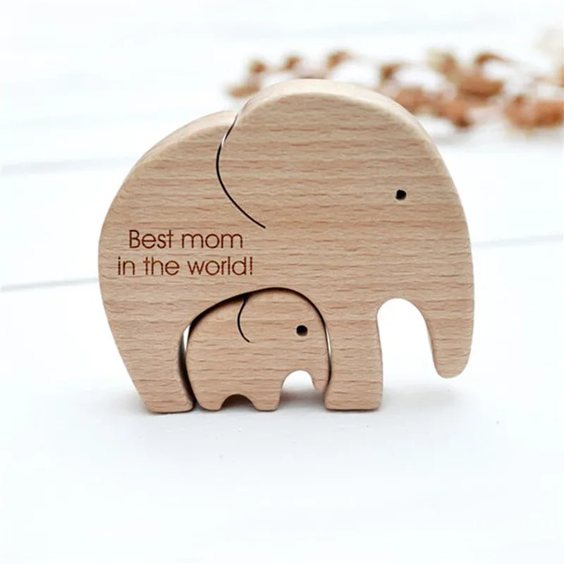 

Mother's Day Gift Elephant Mother and Child Wooden Ornament Home Room Desktop Decoration Accessories Party Room Decor Home Decor