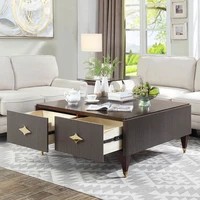 american light luxury tea table tv cabinet combination postmodern simple living room furniture gray stripe solid wood tea table