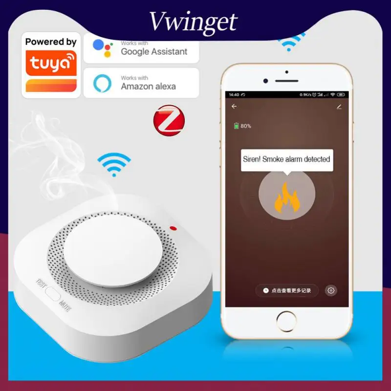 

Safety Prevention Smoke Sensor Wireless Smart Fire Alarm Family Security Smoke Detector App Control Work With Tuya Zigbee Hub 9v