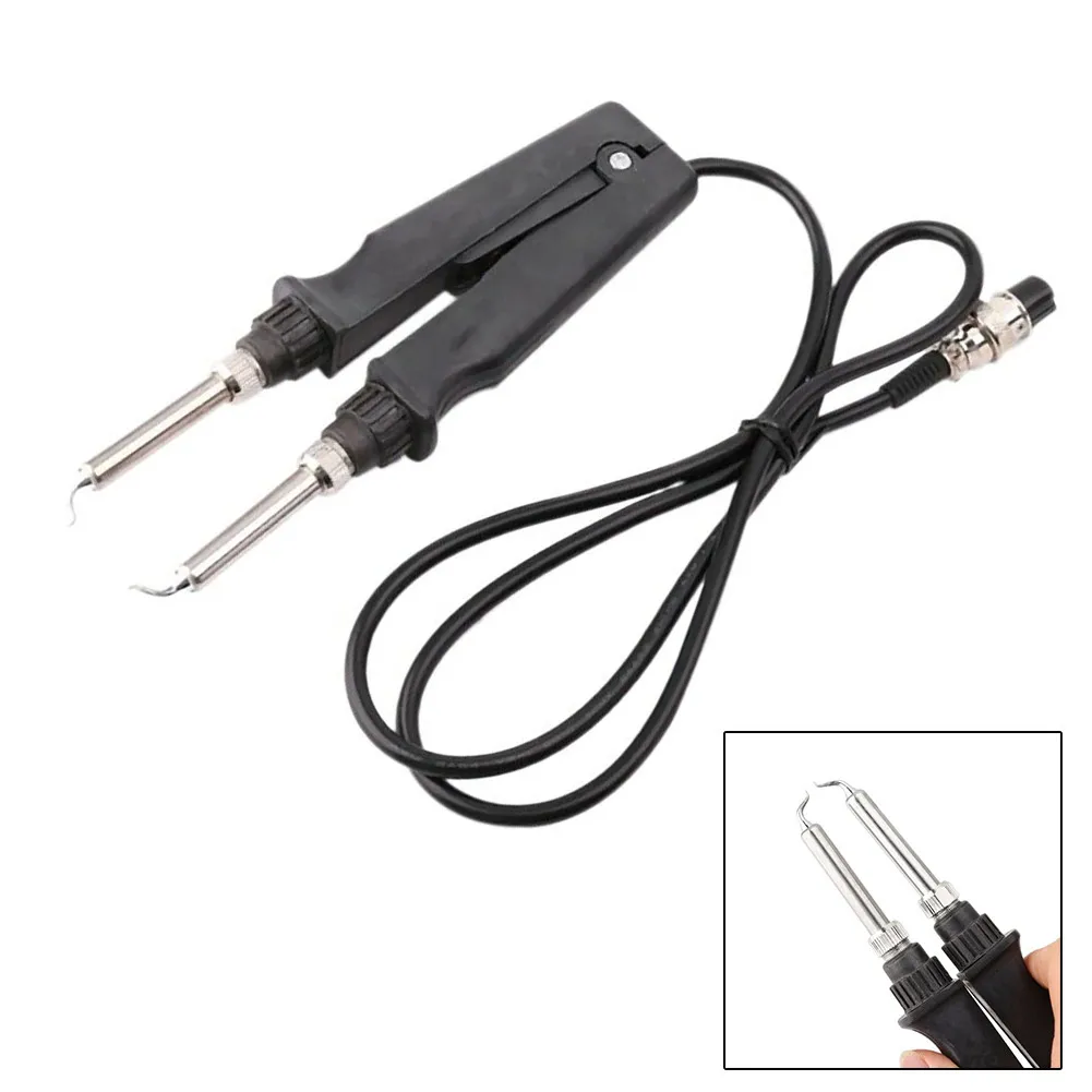 

902 ESD SMD Double Soldering Iron Tweezers 24V 60W Ceramic Heater Handle Clamp Electric Heating Pliers Clip Welding Tips