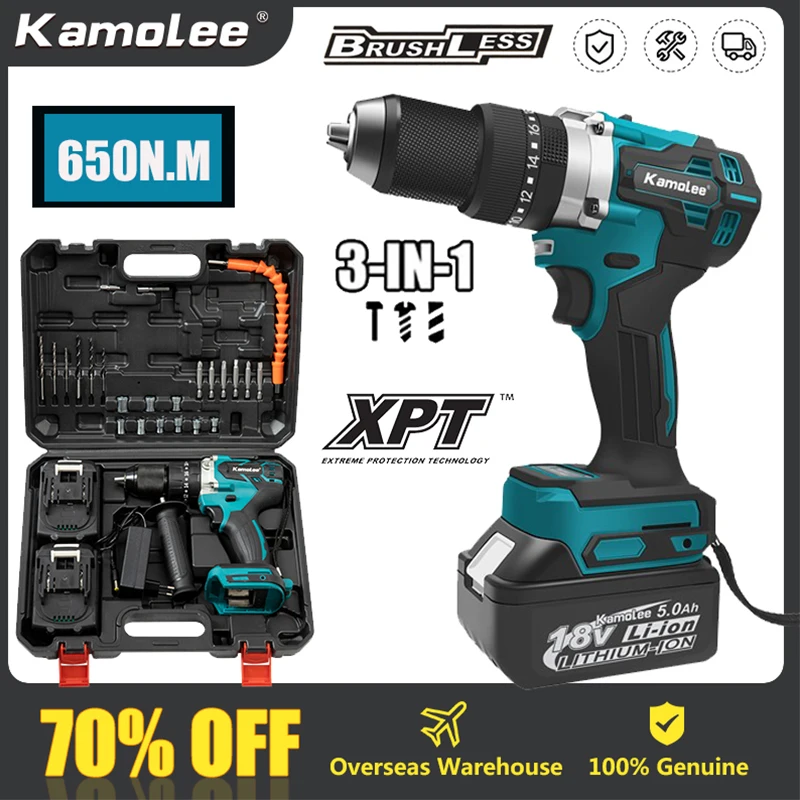 

[Ice Breaking] Kamolee New 13MM Brushless Electric Ice Breaking Impact Drill 650NM Cordless Screwdriver Lithium Battery