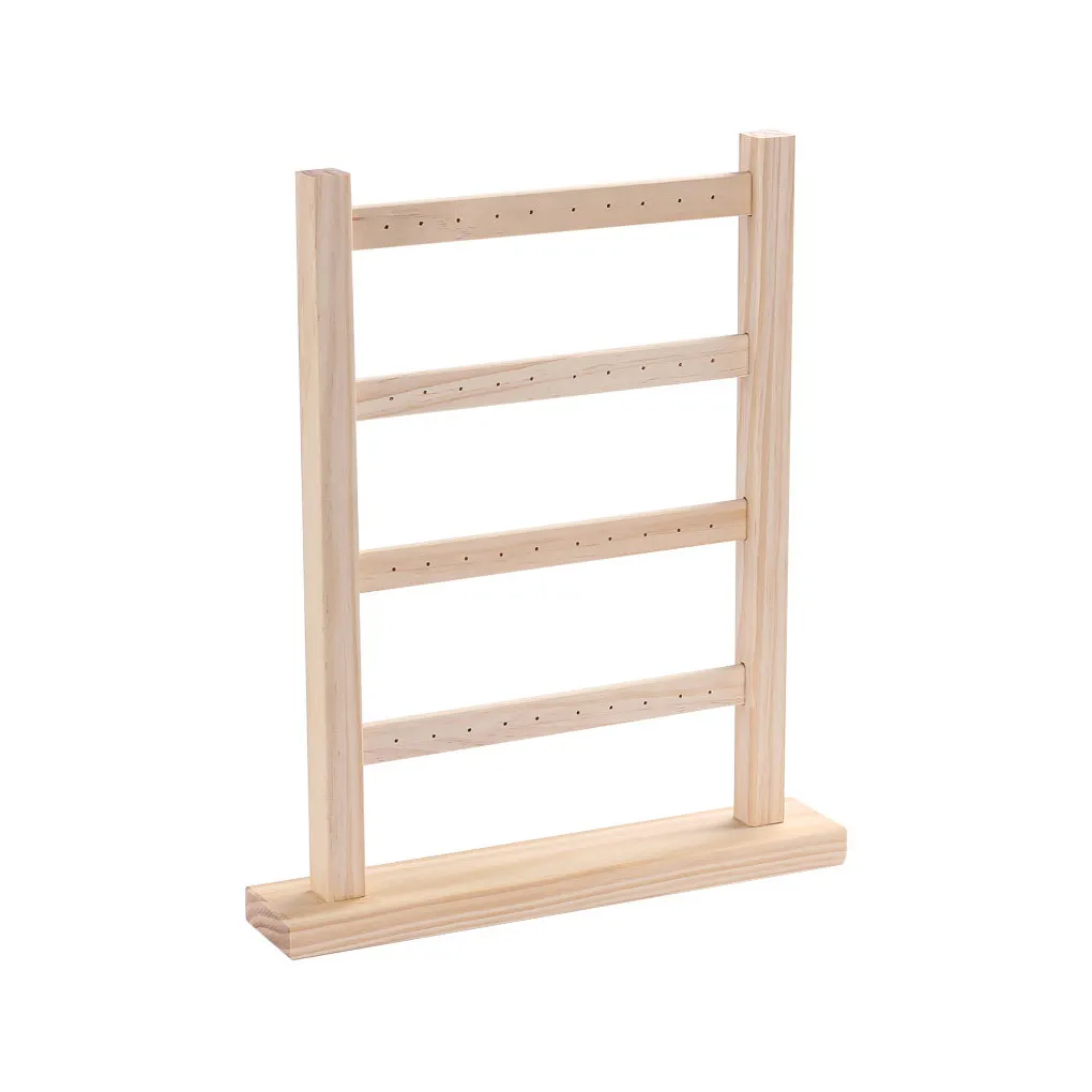 

Деревянный органайзер, 4-уровневая стойка для ювелирных украшений, серег, Подвесная подставка-держатель