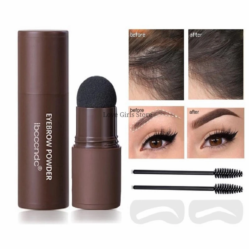 

3 In 1 Eyebrow Stamp Kit Brow Powder for Hairline Contour Waterproof Long Lasting Eyebrows Shaping with Brow Card Stencils