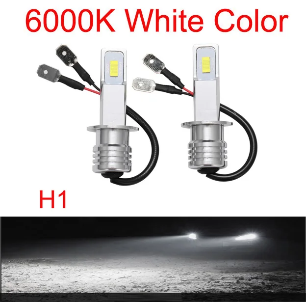 

2 шт. 1:1, автомобильная светодиодная лампа для фар H1, 55 Вт, 20000 лм, белая, 6500 К, мини-для авто, супер яркие светодиодные противотуманные фары, провод 12 В, 24 В, желтый