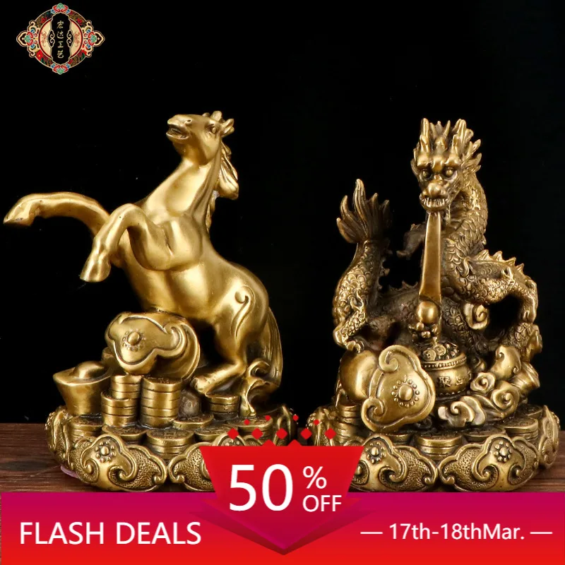 

Tengkong Horse Ornament Copper Furniture Creative Desktop Office Resin Craft Horse Decorations