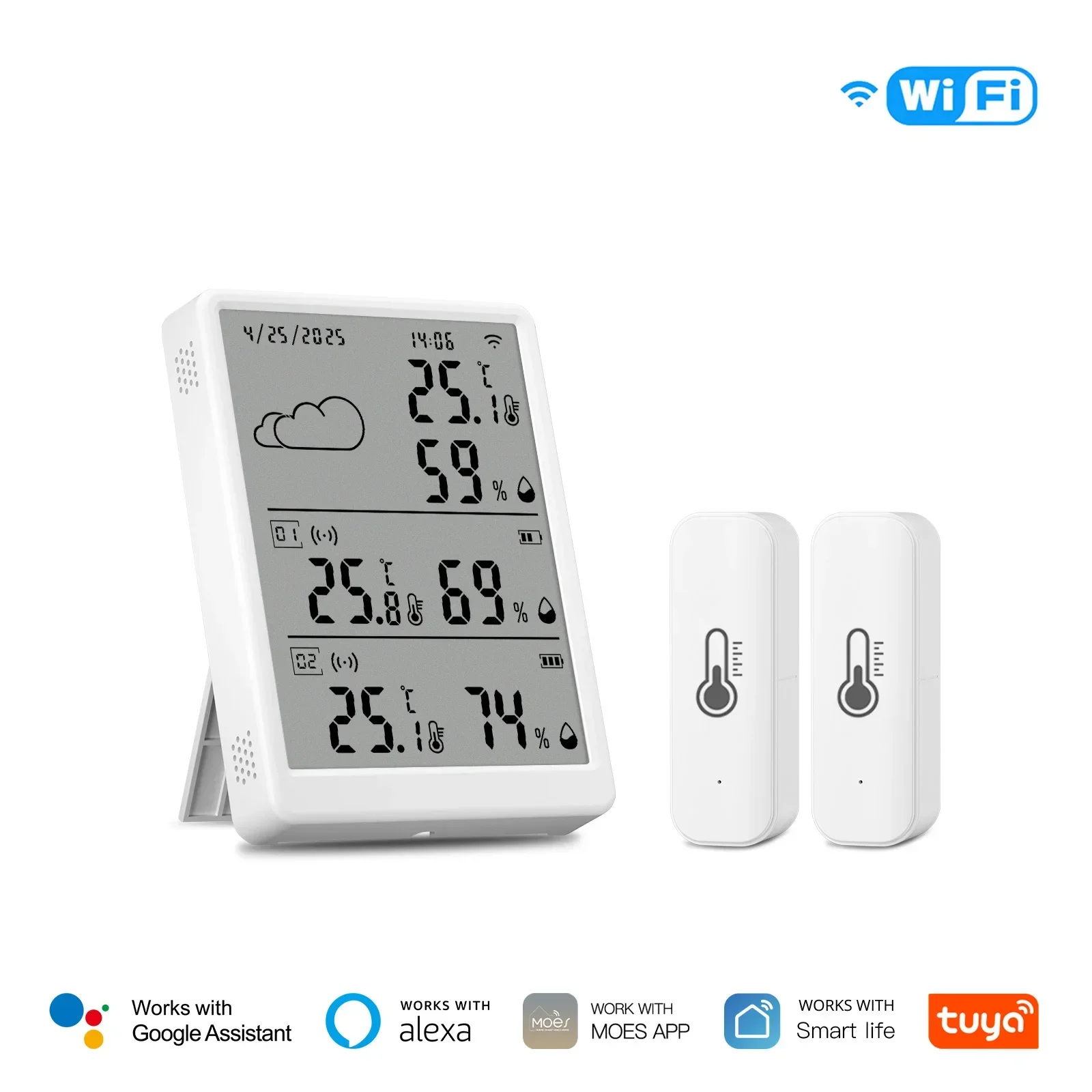 

Датчик температуры и влажности MOES Tuya WiFi RF433