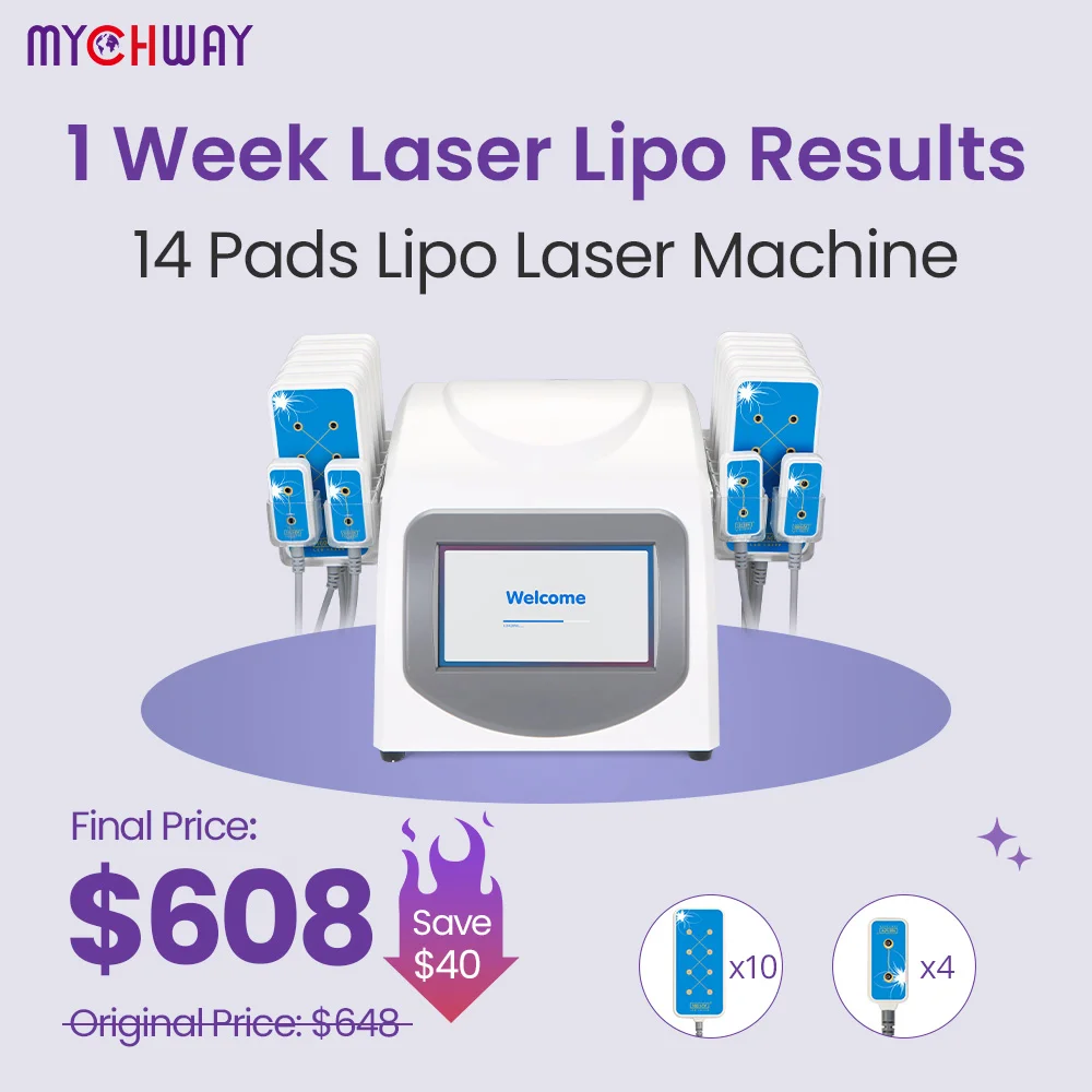 Домашнее использование 160 МВт 635 нм-650 нм горячий липо-лазер LLLT липолиз 14 подушечек
