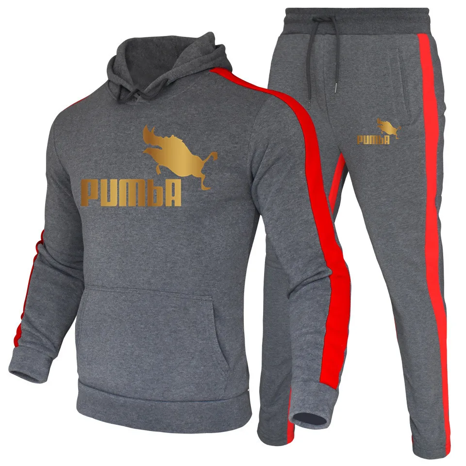 

Men's suit hoodie + pants autumn and winter hooded sweater men's sports pants casual fashion sweater hip hop pullover striped pa
