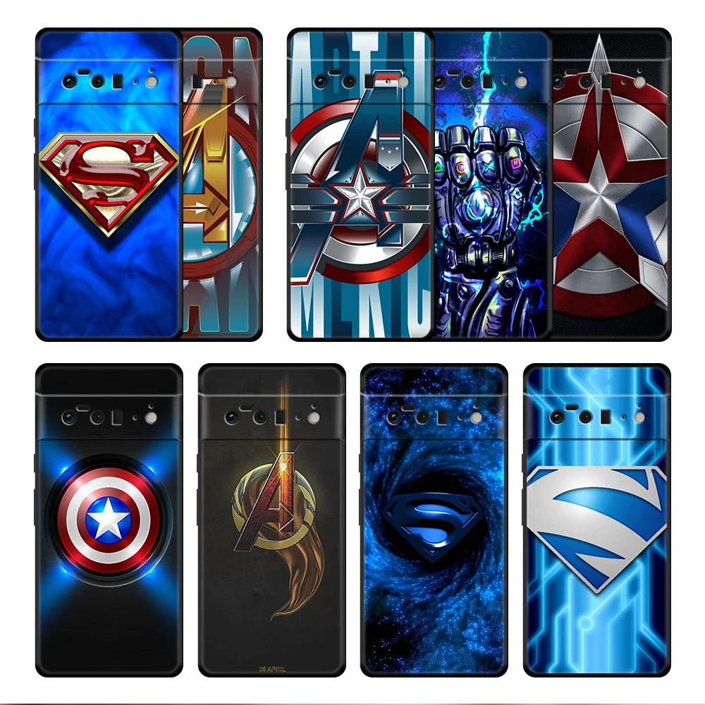 

Captain Shield Logo Marvel Case Cover for Google Pixel 6 6Pro 5a 4a 3 4 XL 5 Pro 4G 5G 4XL Style Print Casing Shockproof Thin
