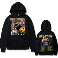 hip hop singer bad bunny portrait graphic print sweatshirt with hood mens tops men women fashion cotton hoodie unisex hoodies