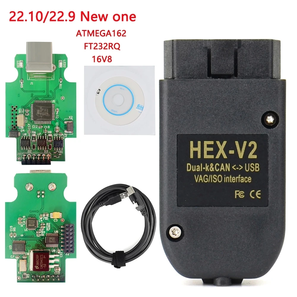 

2023 Newest VAGCOM 22.10 Obd2 Scanner HEX V2 VAG COM 21.9 FOR VW AUDI Skoda Seat ATMEGA162 Multi-language VAG COM HEX V2
