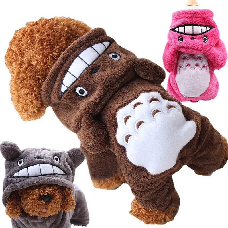 

Cute Totoro Fleece Pet Cat Clothing Dog Costume Apparel Dog Jumpsuit Pants Puppy Winter Coat Jacket Hoodies Soft Warm 1PC