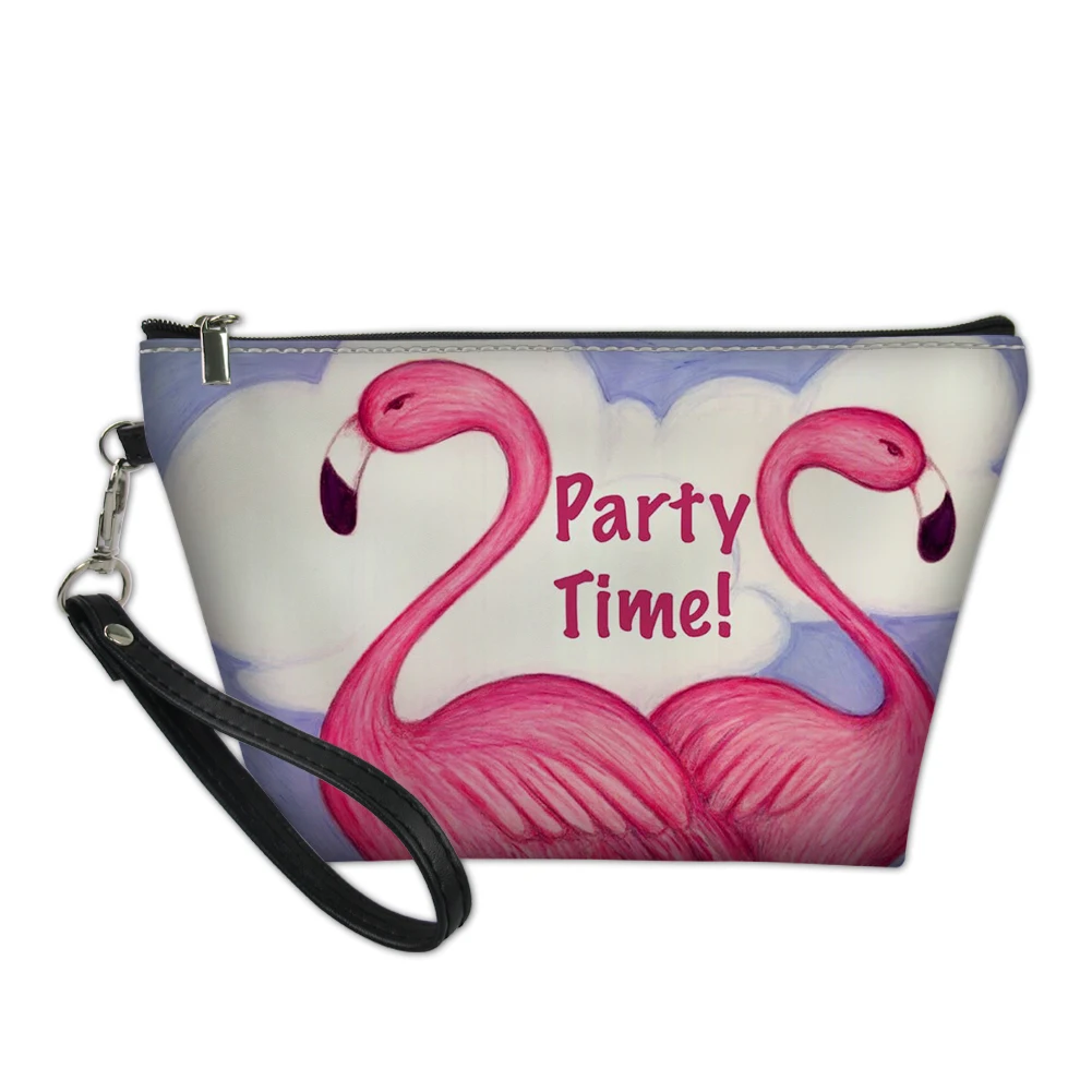 Cartoon Flamingo Pattern High Quality Cosmetic Bag Bathroom Travel Zipper Washing Bag Lightweight Women Reusable Neceser