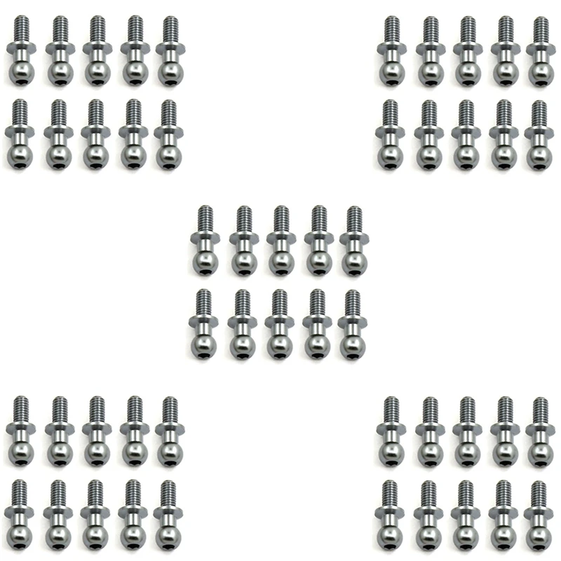 

50Pcs M3 Metal Hex Ball Head Screws For Tamiya TT01 TT02 Sakura D5 1/10 RC Drift Car Spare Parts Universal,Silver