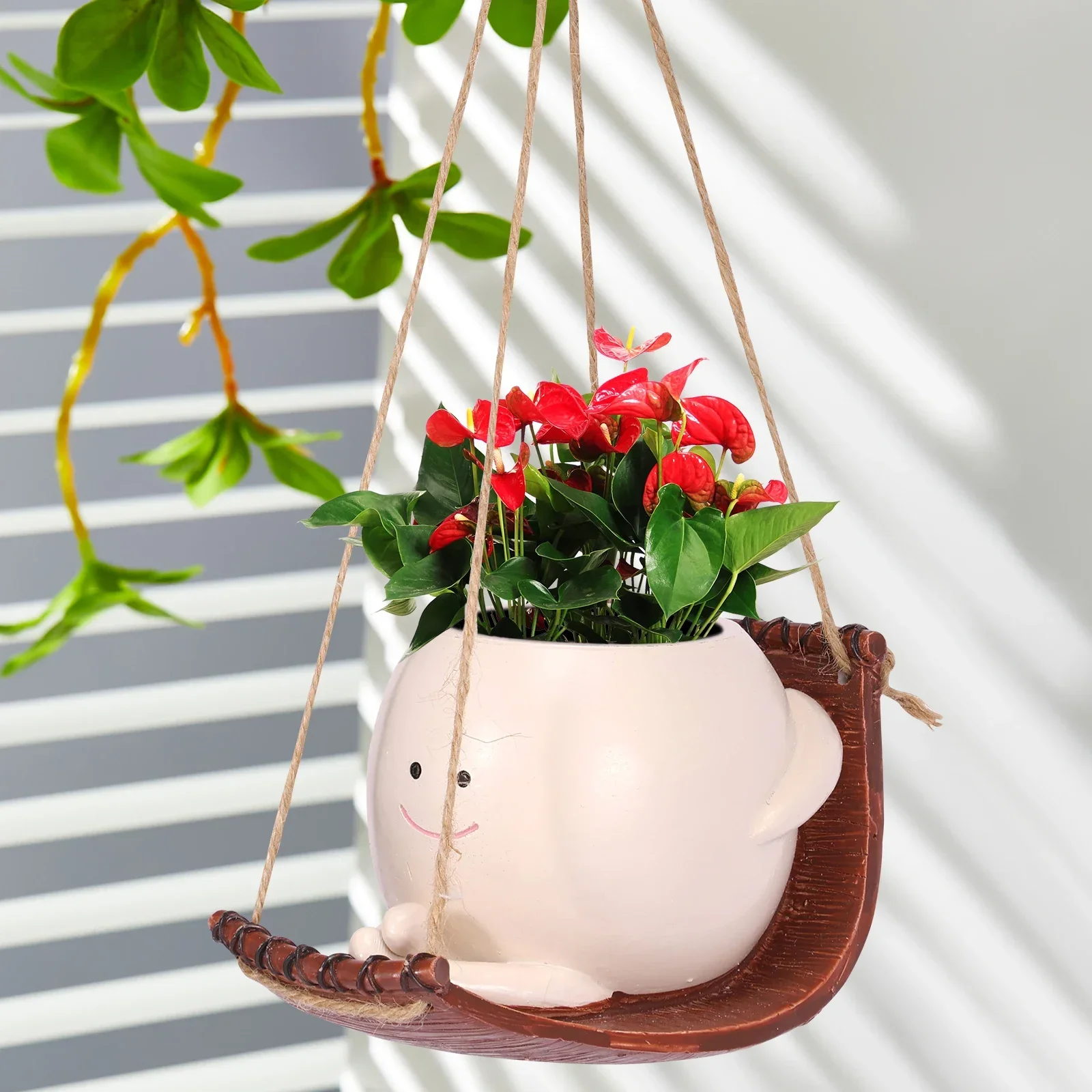 Качели-горшки кашпо с улыбкой для цветов подвесной гамак из смолы растений в