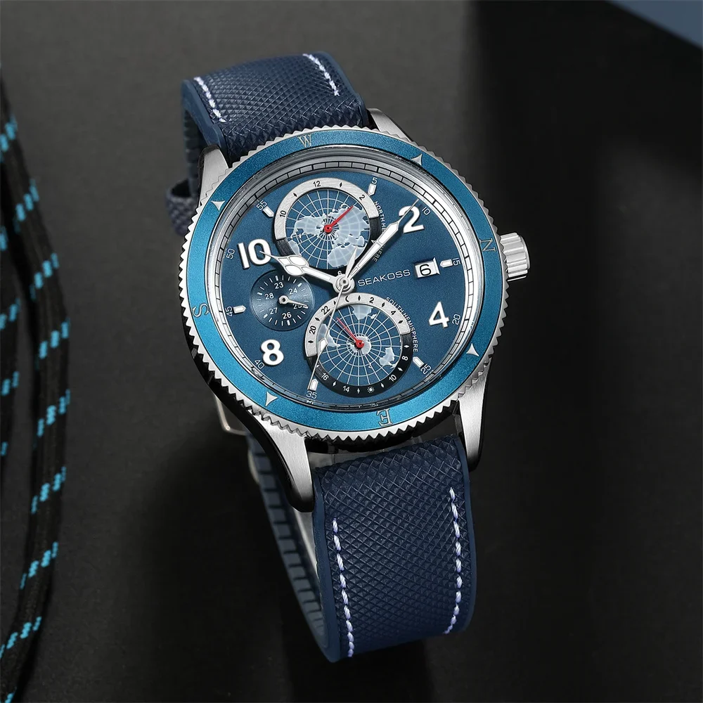 SEAKOSS Sud Nord Hemispheres полностью автоматические механические часы год месяц 24-часовой