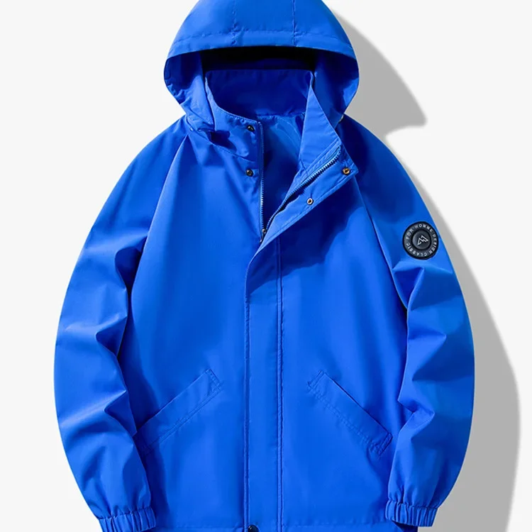 Korean Style Men's Trenchcoat Loose Fit Lapel Zipper Up Outdoor Fashionable Integrated Type Work Wear Trendy Brand Color Block