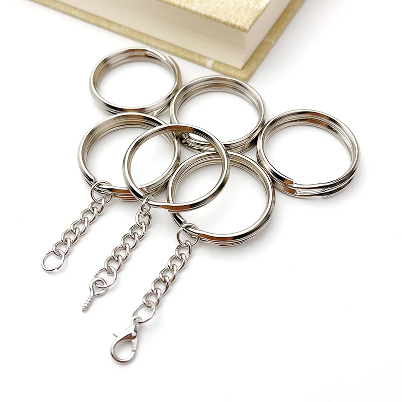 

20/100 Pcs 25/30mm Triangle Wire Open Loop Screw Pin Key Chain Lobster Clasp Key Ring DIY Jewelry Toy Pendant Making Accessories