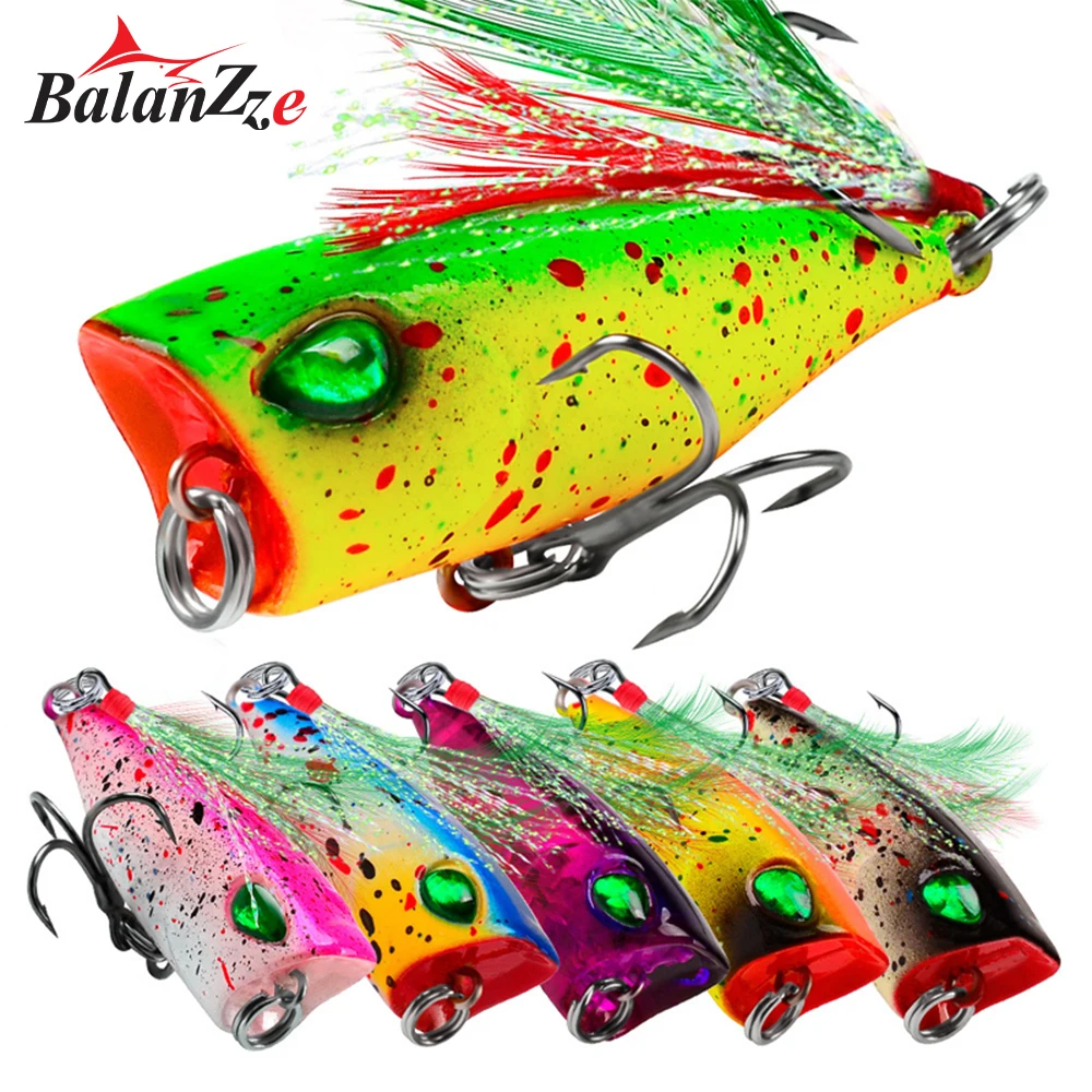 

Balanzze Mini Popper Topwater Floating Fishing Lure 4g 4.3cm Artificial Hard Bait 3D Eyes Plastic Wobblers For Bass Pike Fishing