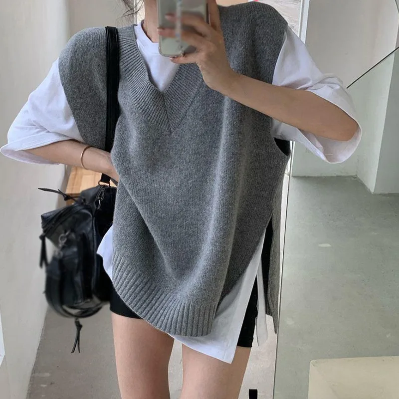 

Vest Autumn Temperament Versatile Winter And V-neck Version Korean Knitting
