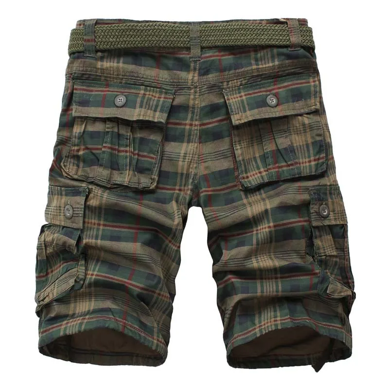 Pdmcms Men Shorts Mens Casual Camo Camouflage Shorts Fashion Plaid Beach Shorts Military Short Pants Male Bermuda Cargo Overalls