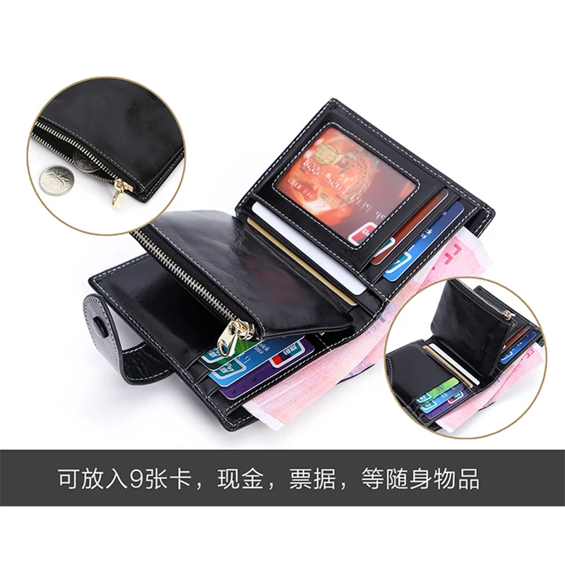 Кошелек женский кожаный винтажный короткий многофункциональный бумажник из