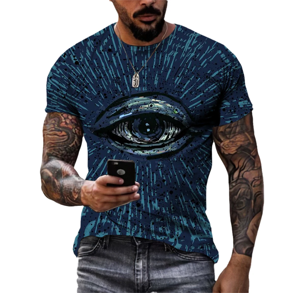 

Horror Alternative Fashion Summer Men's T-shirt Printing Shirt Classic Retro Street Hip-hop Handsome Comfortable All-match Top