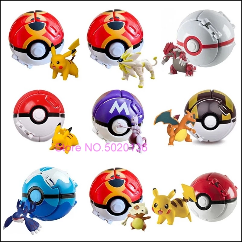 Фото Pokeball 7 см Фигурка покемона 3 4 см Покемон Игра Go Ball Аниме Экшн Пикачу Чармандер Сквиртл Бульбазавр Иви Роулет Статуя №1