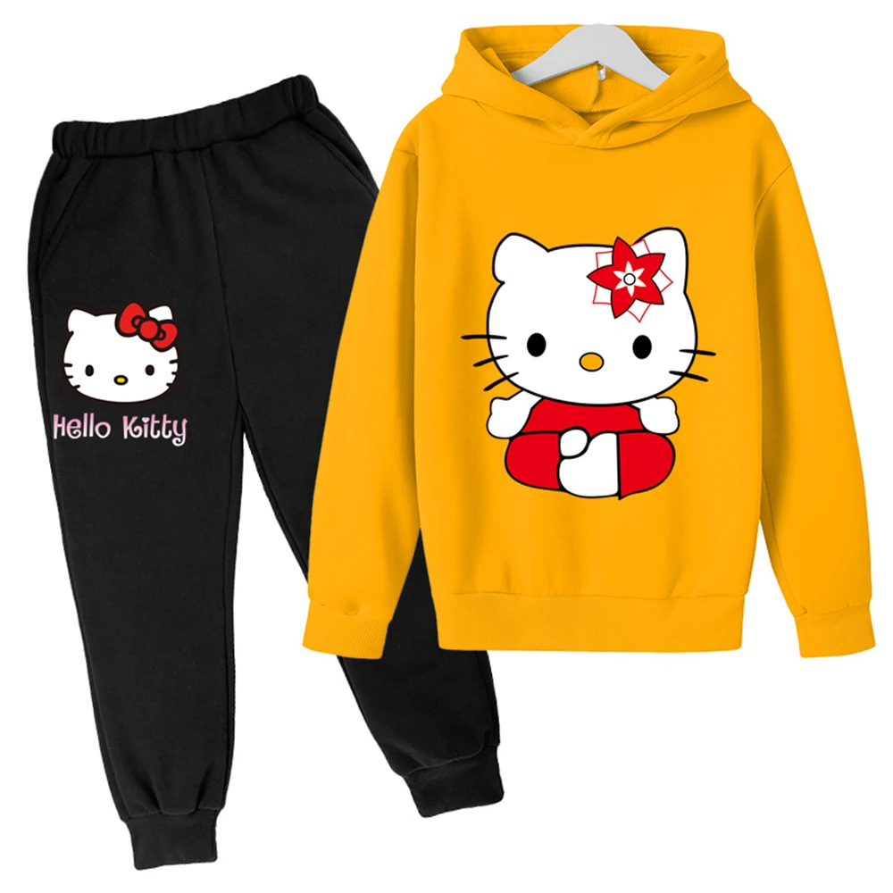 

Повседневная детская одежда Hello Kitty, комплект из 2 предметов с капюшоном, одежда, крутая Одежда для девочек, спортивный костюм для мальчиков, ...