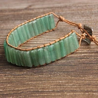 natural bracelet 4x13mm rectangular column green aventurine braided bracelet for diy jewelry women and men amuelt accessories