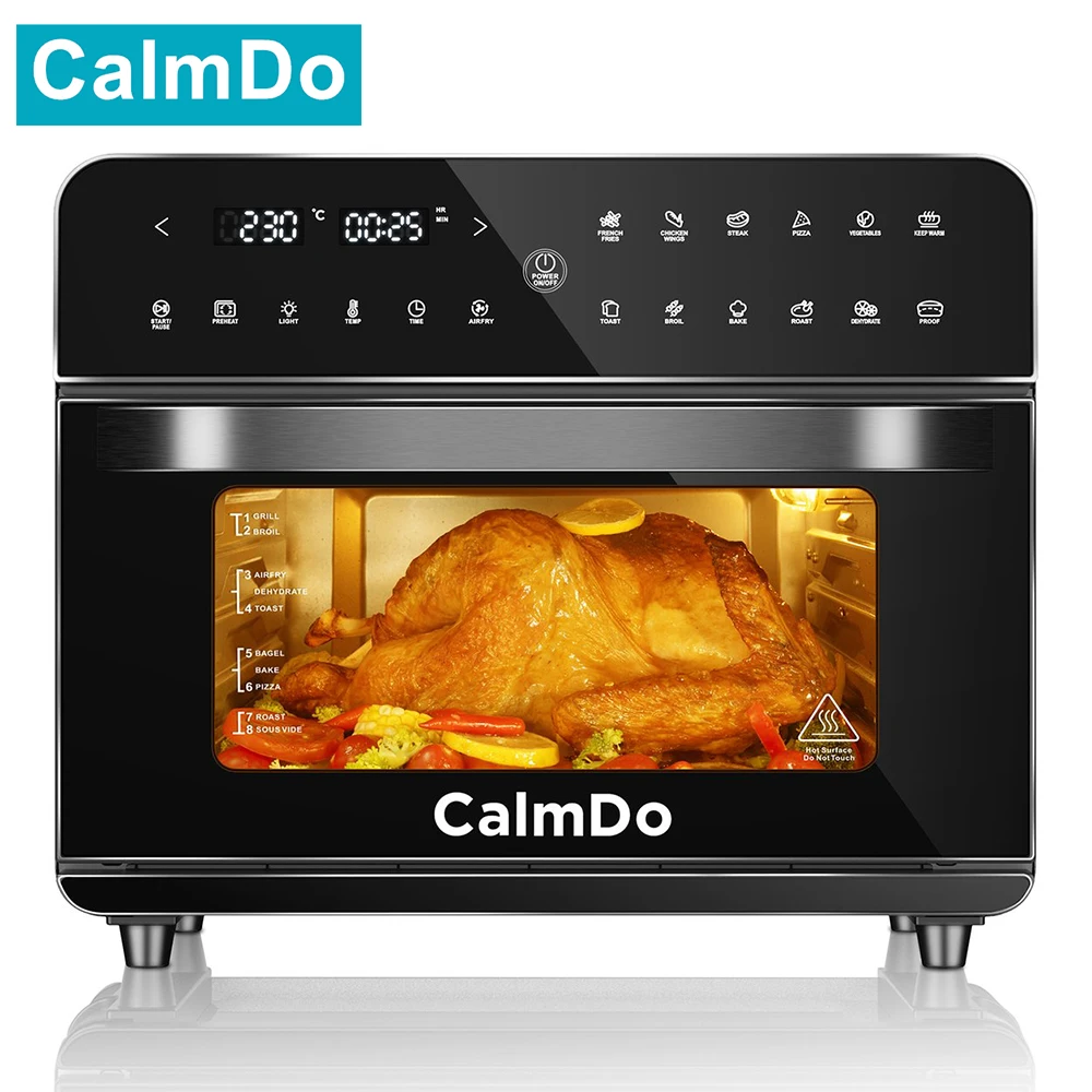 CalmDo 1800W 25L Smart Air Fryer Oven Toaster Rotisserie Dehydrator Countertop Oven With LED Digital Touch Screen Air Fryer Oven