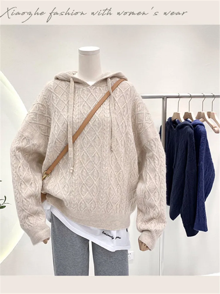 

Женский свитер, Зимний пуловер, вязаный свитер для девочек, винтажный осенний Элегантный женский вязаный Топ с длинным рукавом, теплая винт...