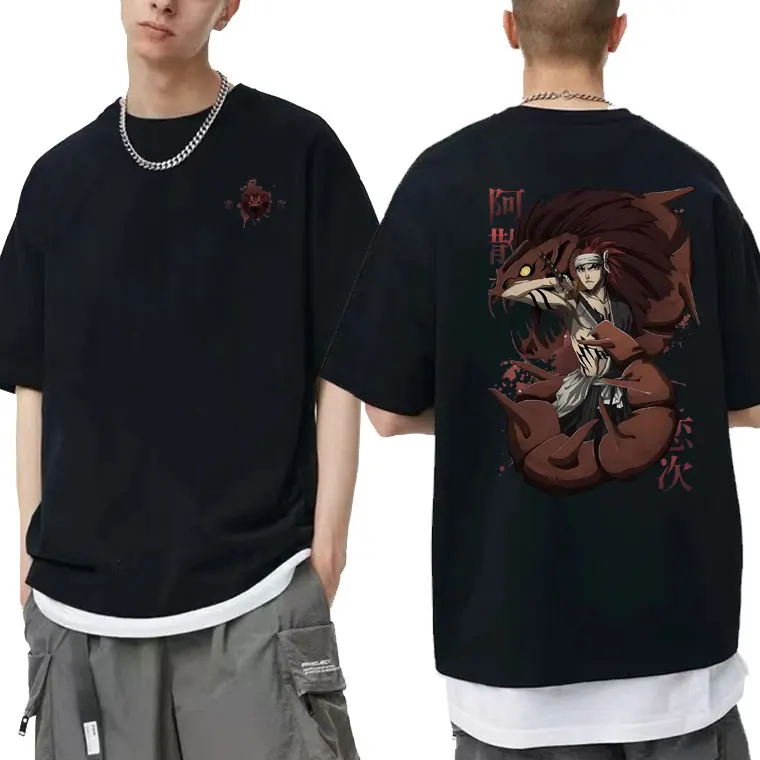 

Japanese Anime Bleach Abarai Renji Double Sided Print Tshirt Male Manga Cartoon Vintage Tees Unisex Hip Hop Oversized Streetwear