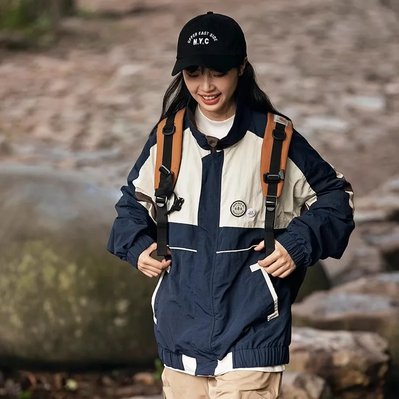 Psalmist Praises Japan fashion Retro Cargo Stand Collar Badge Loose Patchwork Coach Jacket Men and Women Autumn