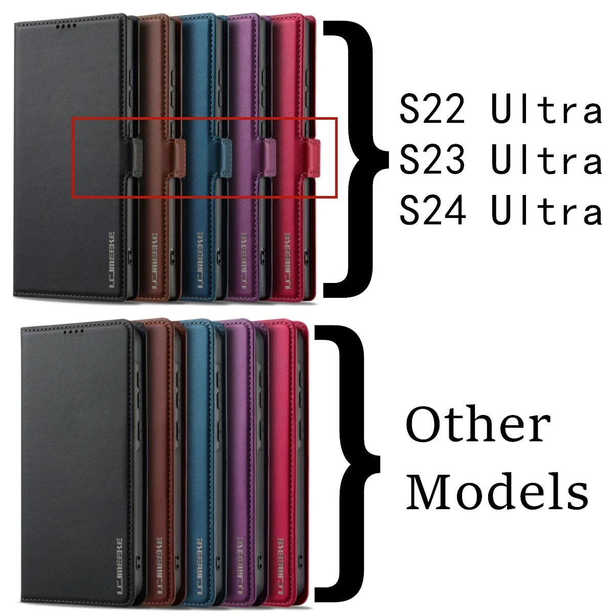 Ультратонкий кожаный чехол-книжка для Samsung Galaxy A15 A35 A55 A14 A34 A54 A52 5G S24 S23 Ultra S22 S21 Plus S20