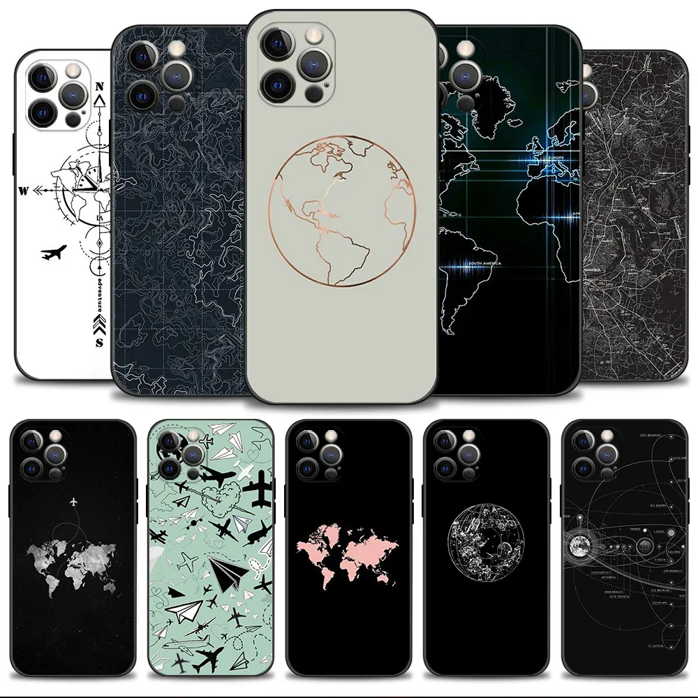 

Coque Para For Apple iPhone 12 XR 11 8 Plus 7 XS X 13 Pro Max 14 6 SE2022 SE2 6S 5 5S SE Luxury Popular Planes Map Designs