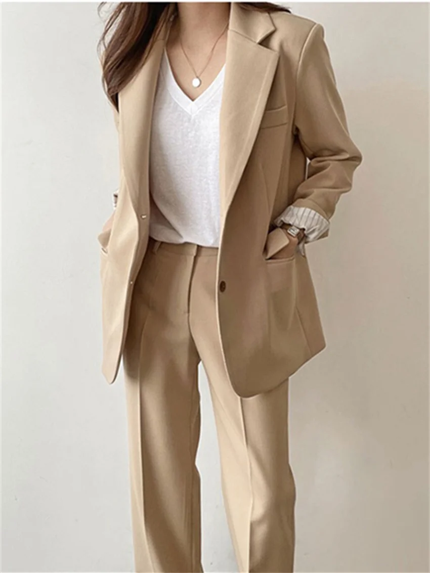 

HziriP Work Wear Formal Women Suits Autumn 2022 Stylish Slim-Fit Elegant OL Blazers High Waist Chic Streetwear Loose Pants
