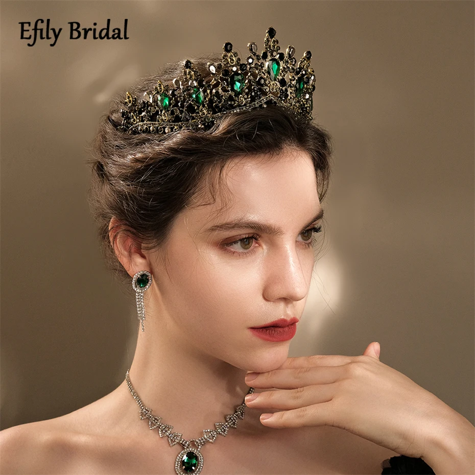 

Efily Vintage Baroque Tiara Crystal Rhinestone Wedding Crown Bridal Hair Accessories Jewelry Princess Diadem Bride Headpiece