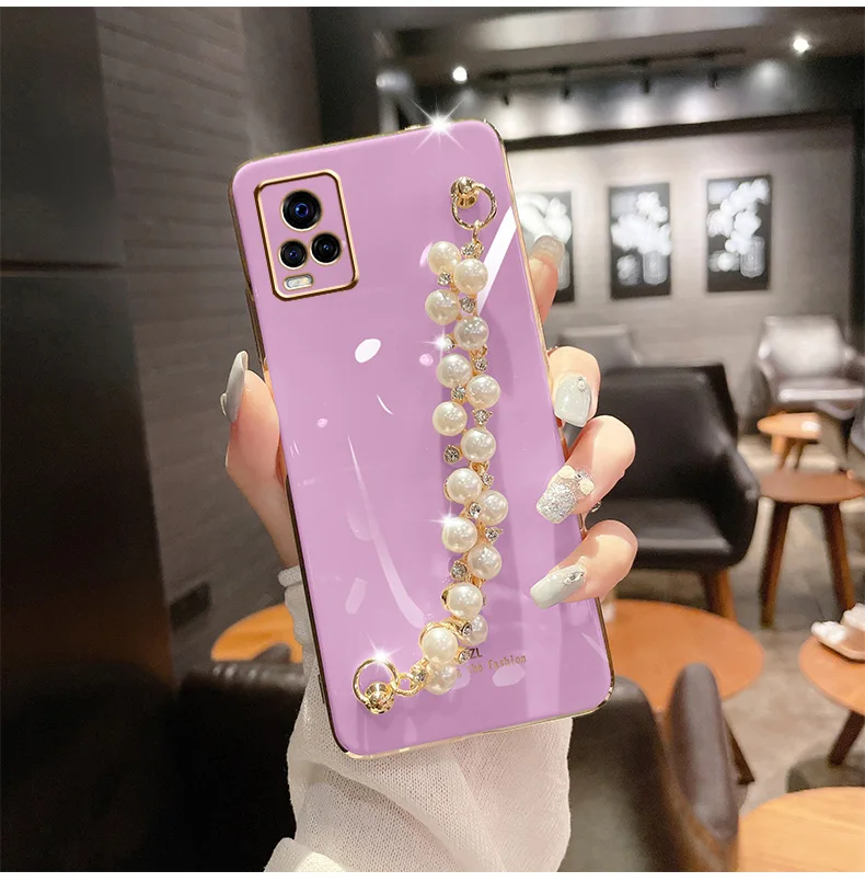 

Texture Heart Bracelet Slim Case For Vivo V25 V25E V23 V20 V21E Y55 Y02S V23E V21 Y73 Y75 Y72 Y52 Y53S 4G Y76 Y76S Cover