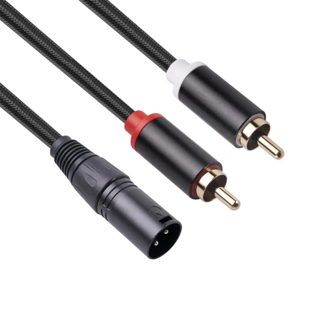 

3-Pin XLR Male To 2-RCA Male Microphone Audio Cable Y Adapter Converter 1M Canon Public To Double RCA Public Mixer Lotus