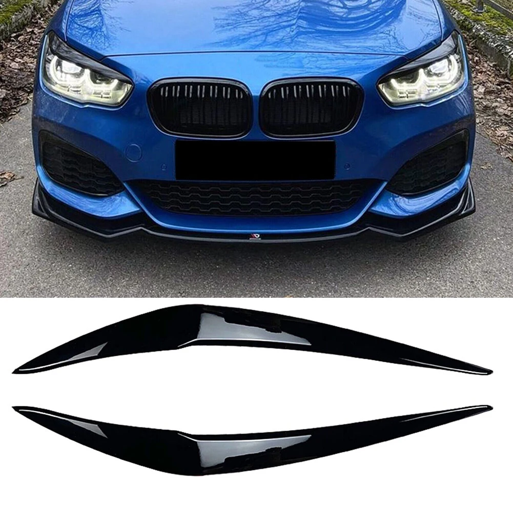 

2Pcs Car Headlight Cover Eyelid Gloss Black Eyebrow For BMW F20 LCI 2015-2019 Direct Replacement Head Light Eyelids