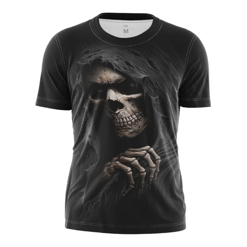 

Horror Grim Reaper Face 3d Print T Shirt Men T Shirts Summer O-Neck Loose Short Sleeve Tops 2xs-5xl