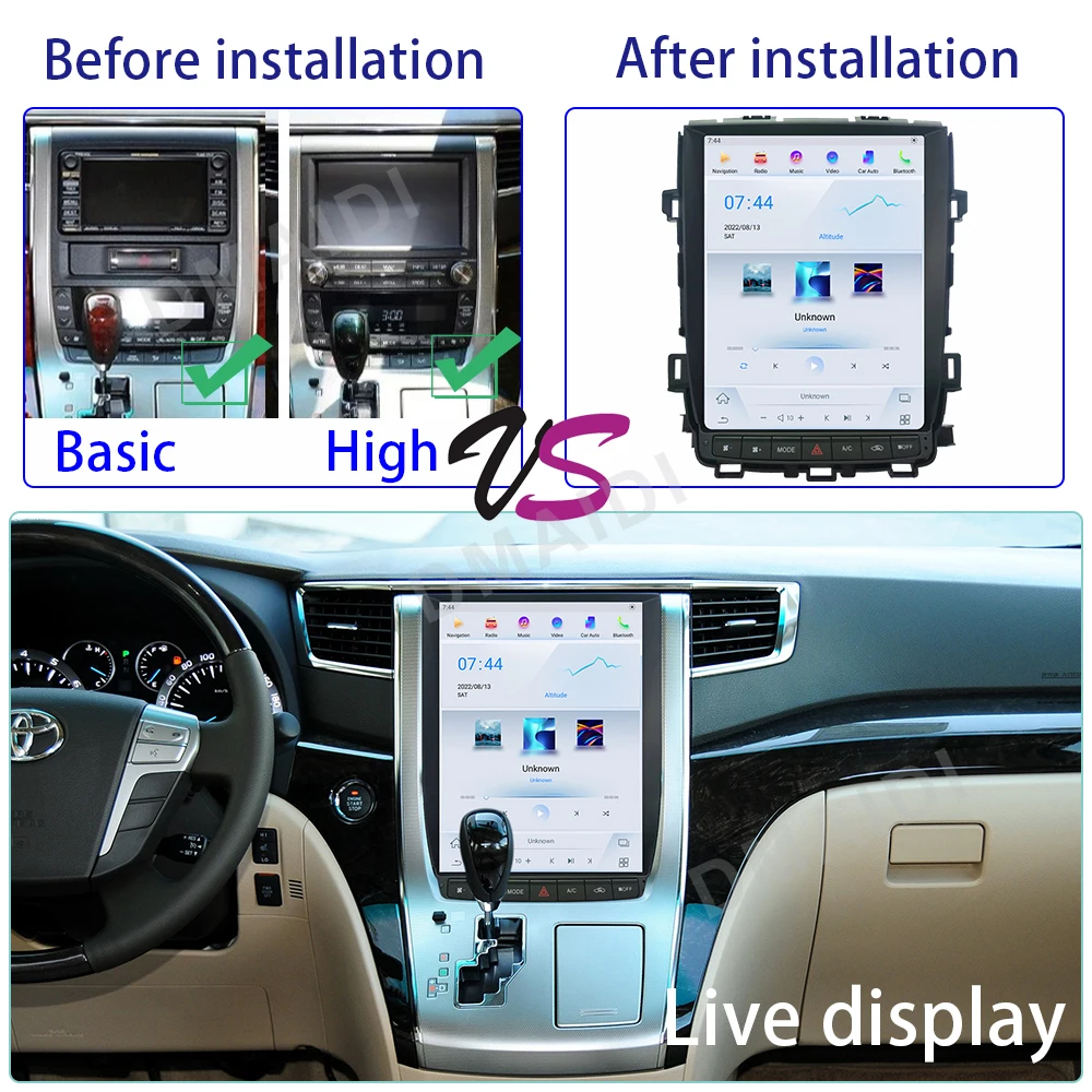 Автомобильный мультимедийный плеер Tesla для Toyota Alphard 20 2010-2014 CarPlay Android