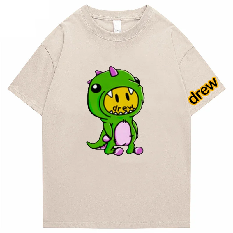 

New Summer Men's T-Shirt DREW Brand Fashion T Shirt Mens Oversized Hip Hop Short Sleeve Casual Cotton Unisex Streetwear Top Tees