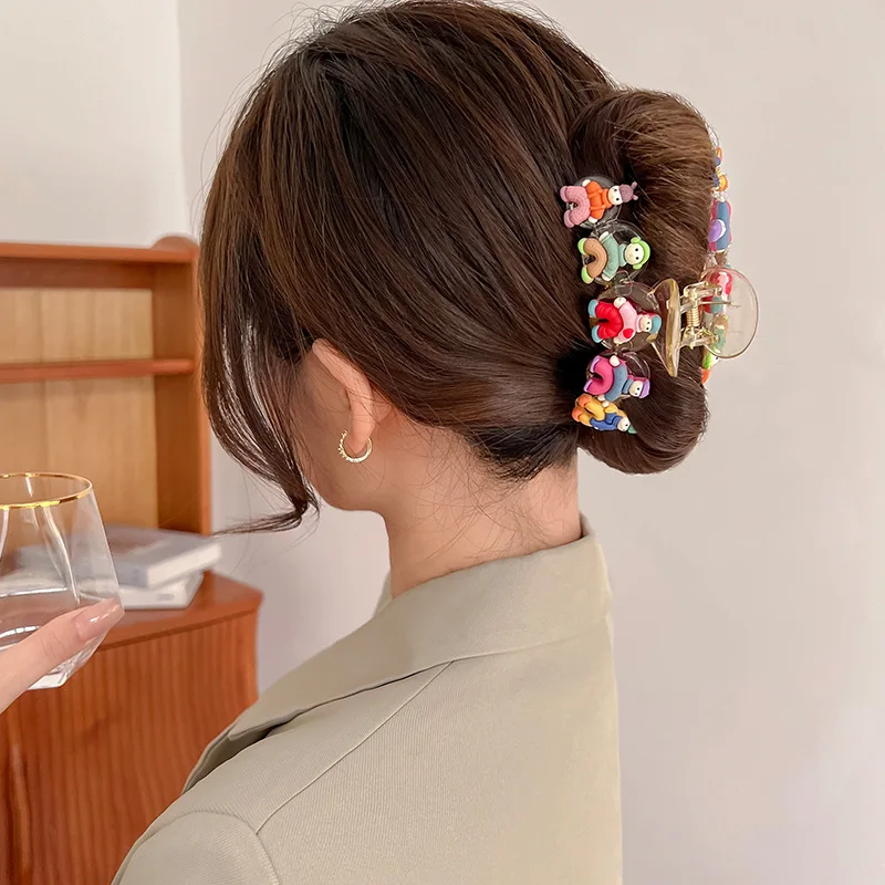 

Cartoon Man Hair Claw for Hair Women Crab Hair Clip Rainbow Color Hairpin Acrylic Clip Gripper 2023 Korean Hair Accessories